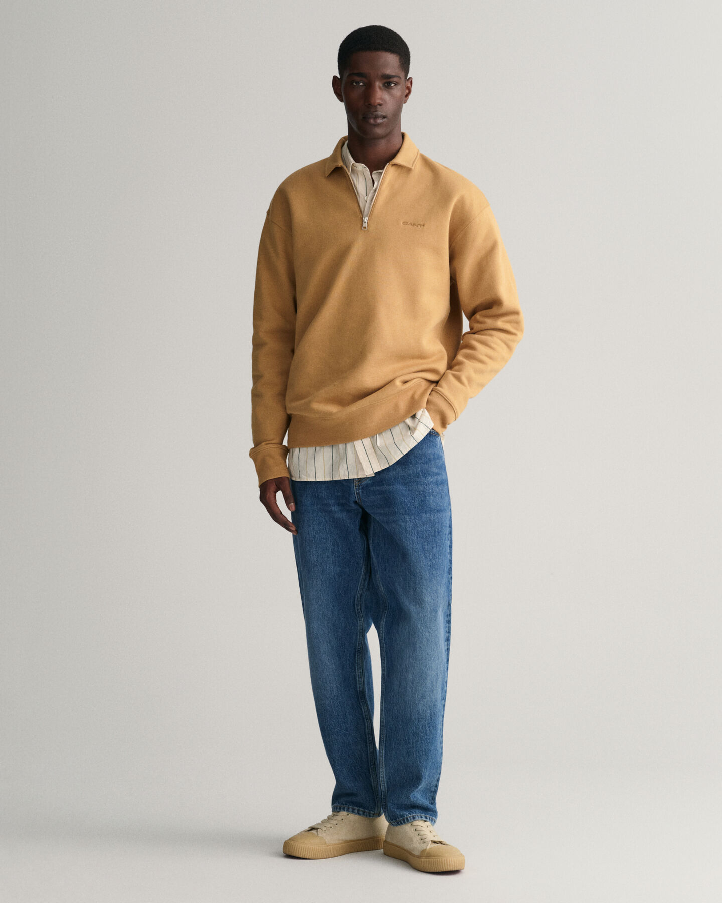 GANT Icon Sweatshirt mit Rei&szlig;verschluss-Kragen