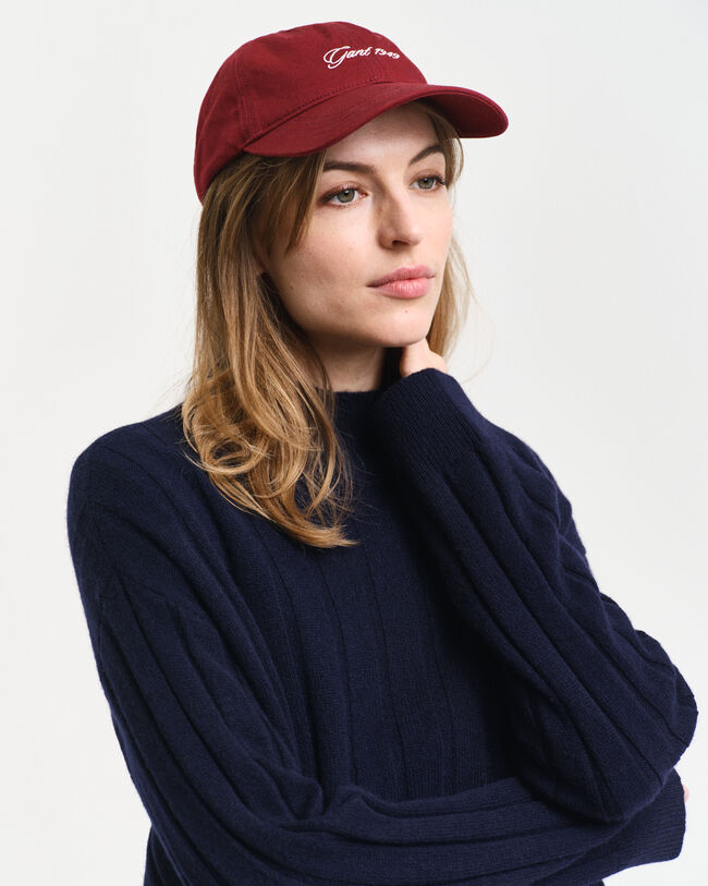 Breit gerippter Wollpullover mit Stehkragen