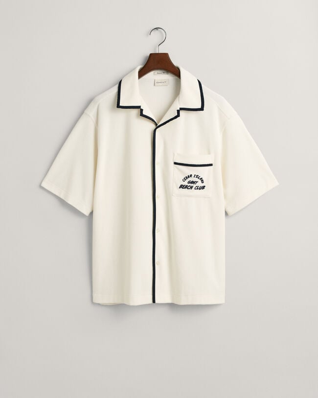 Relaxed Fit Terry Cloth Kurzarmhemd