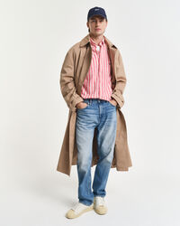 Regular Fit Hemd mit Streifen aus Baumwolle und Leinen