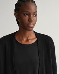 Lange Wollstrickjacke