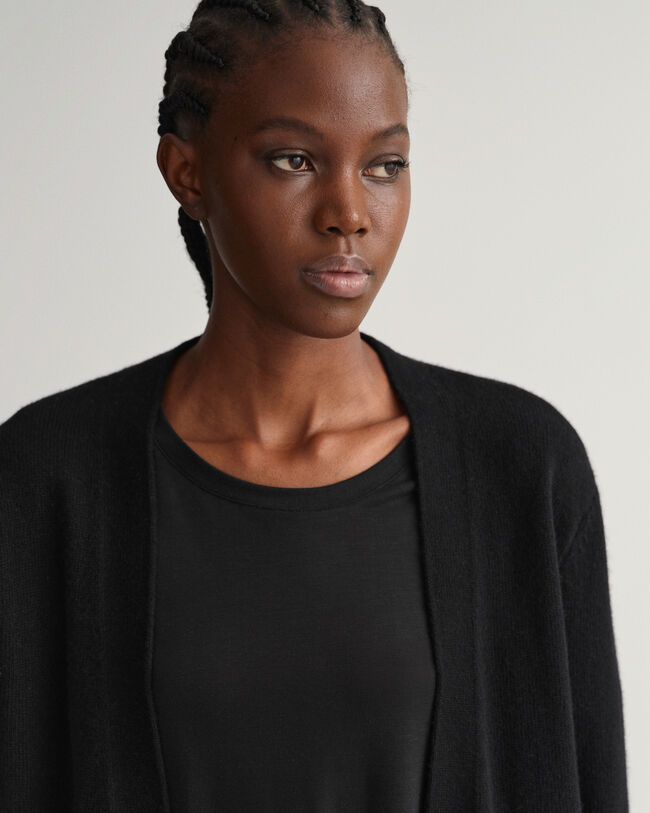 Lange Wollstrickjacke