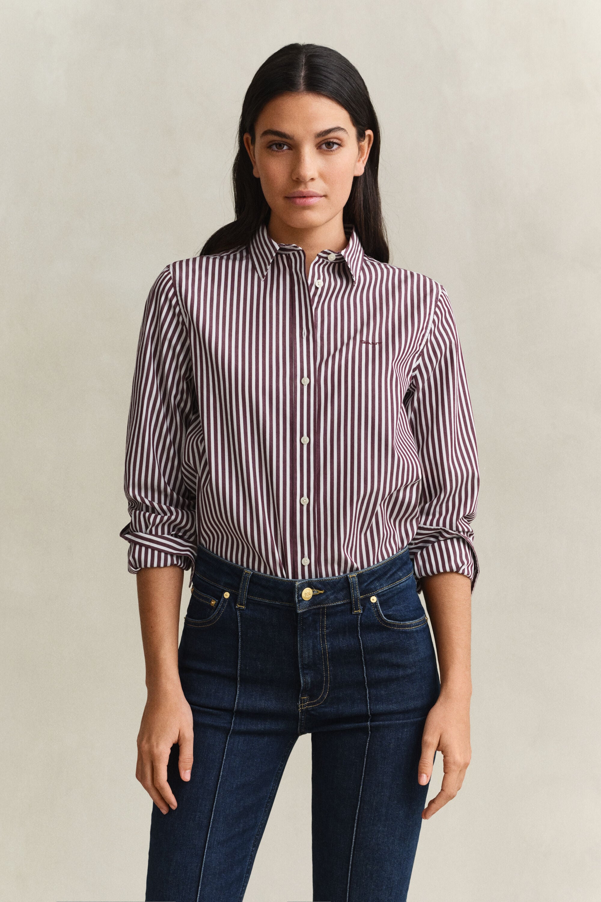 Regular Fit Classic Popeline-Bluse mit Streifen