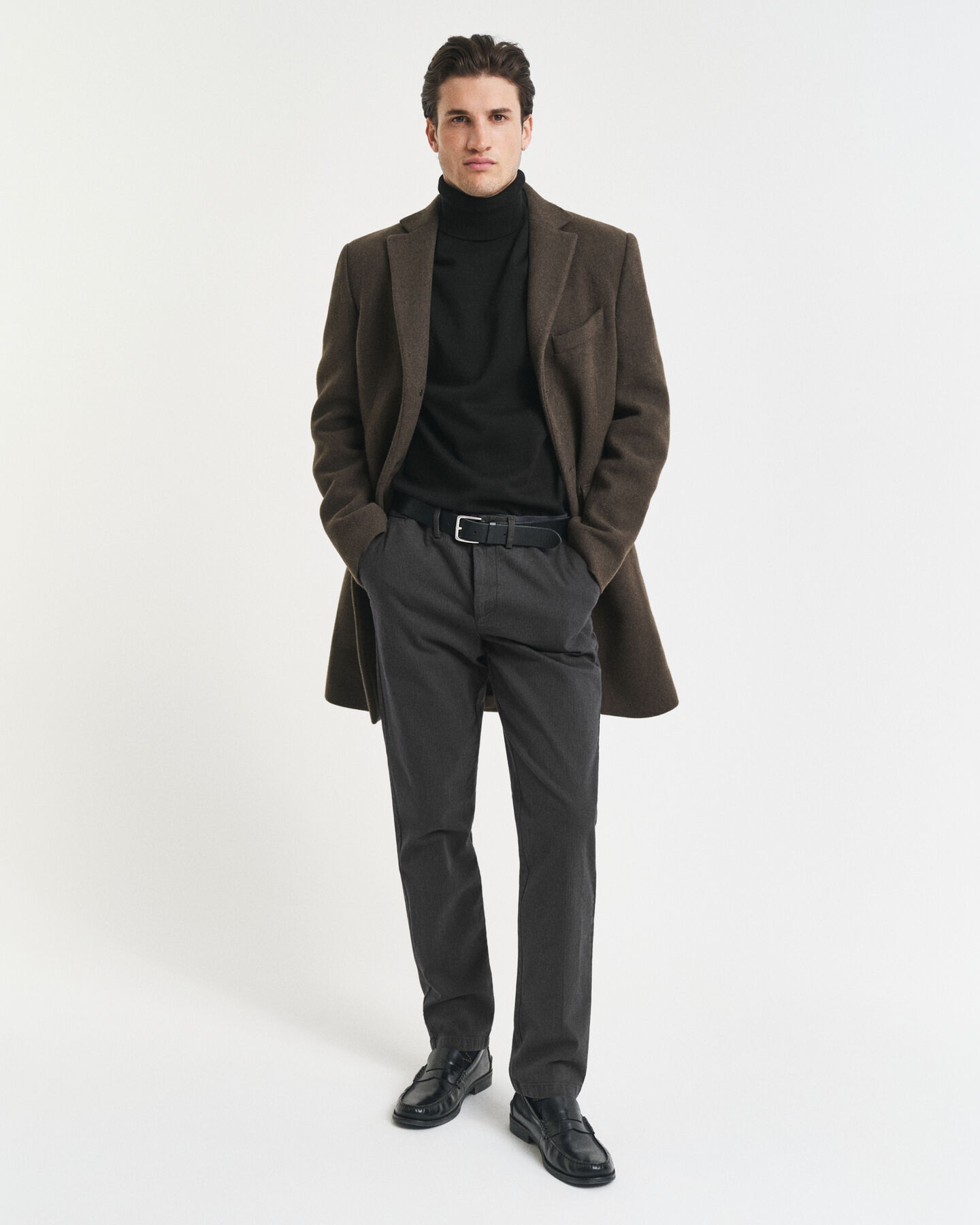 Slim Fit Herringbone Hose aus Baumwolle