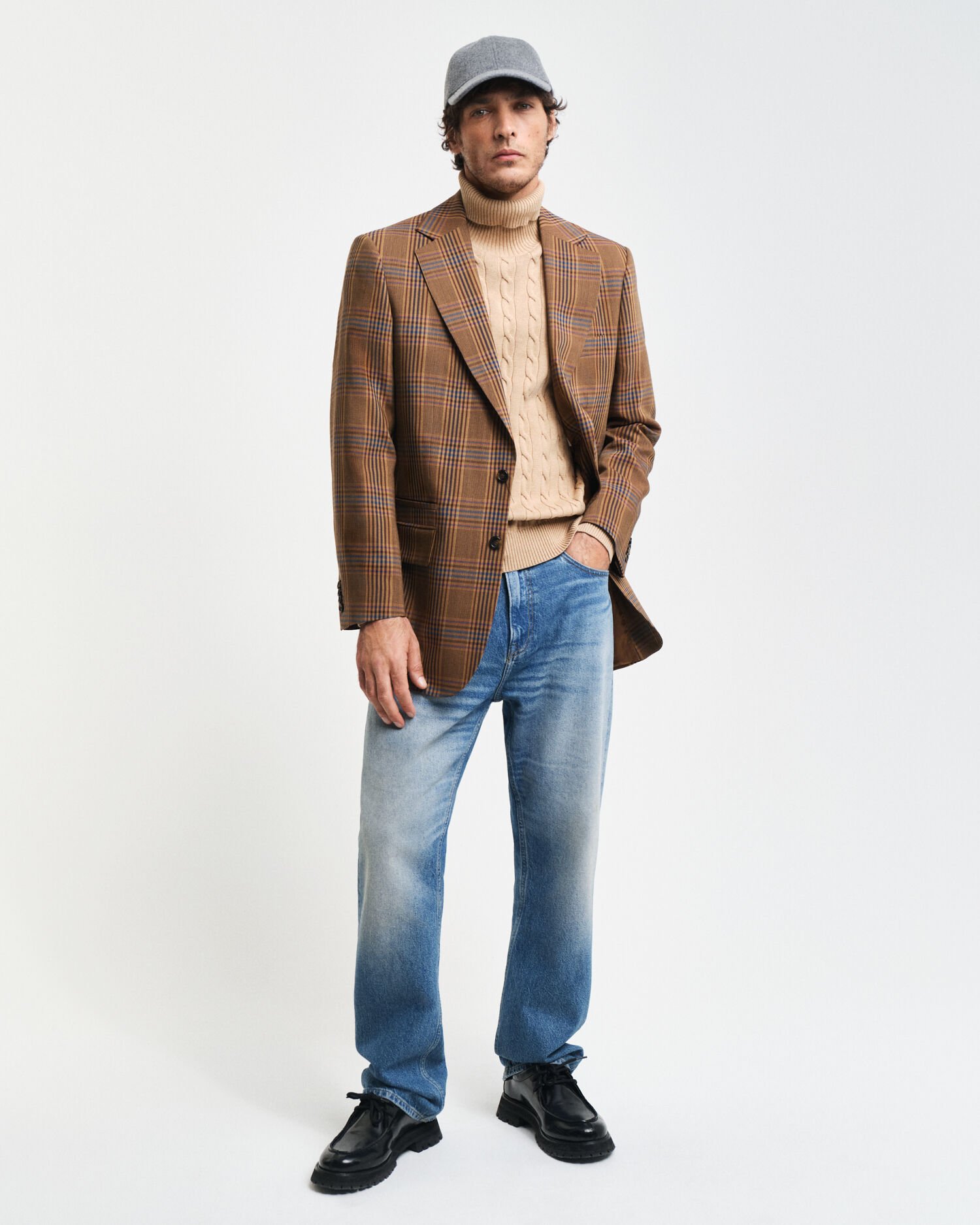 Zopfstrick Rollkragenpullover aus Baumwolle