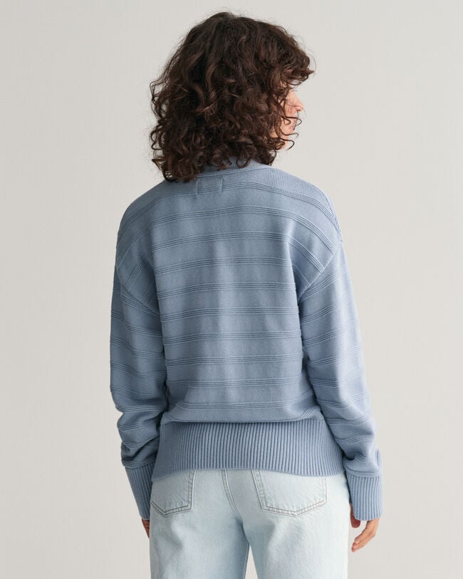 Tonal Baumwoll Strickjacke mit Streifen