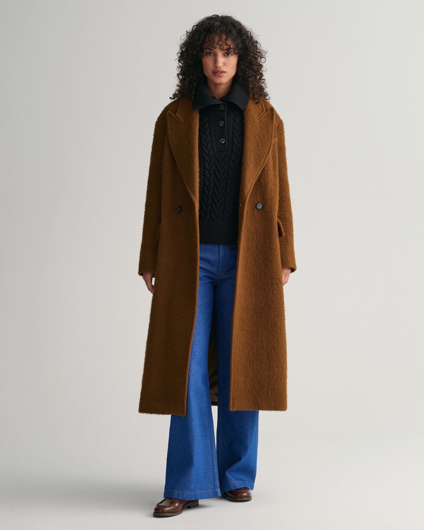 Zopfstrick Rollkragenpullover mit Knöpfen