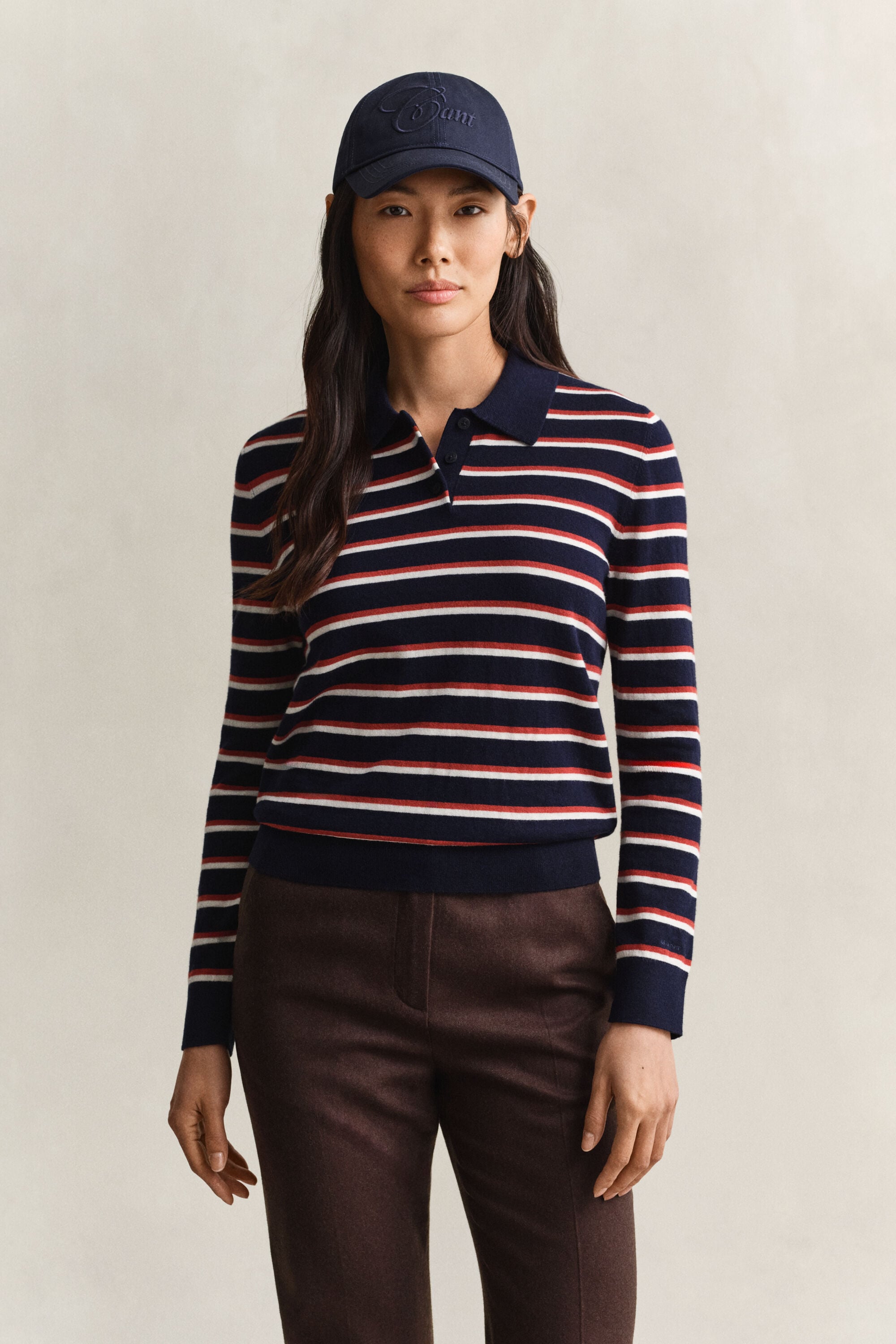 Gestreifter Feinstrickpullover