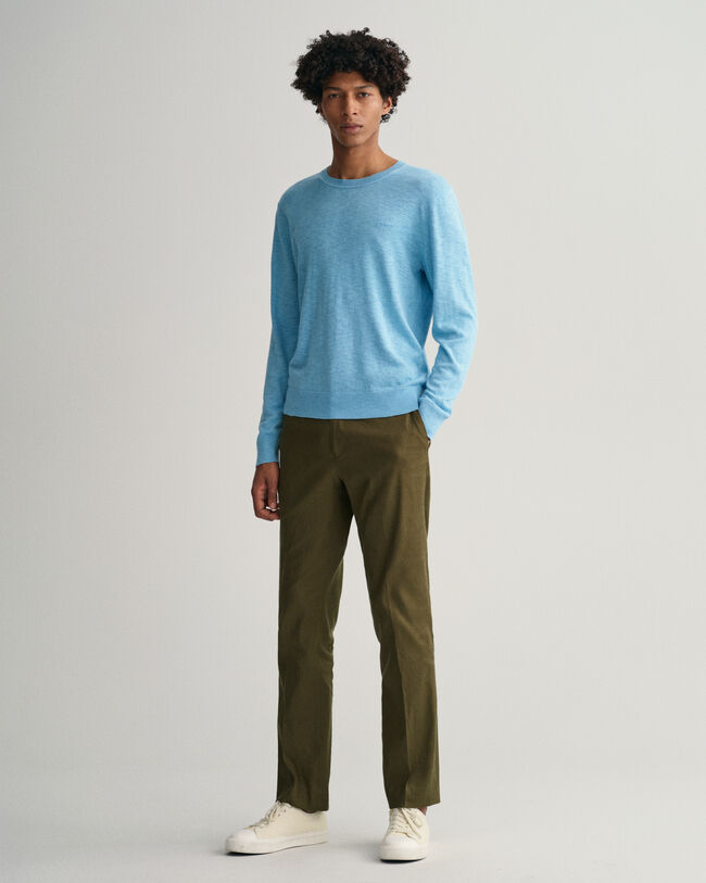 Baumwoll Leinen Rundhalspullover