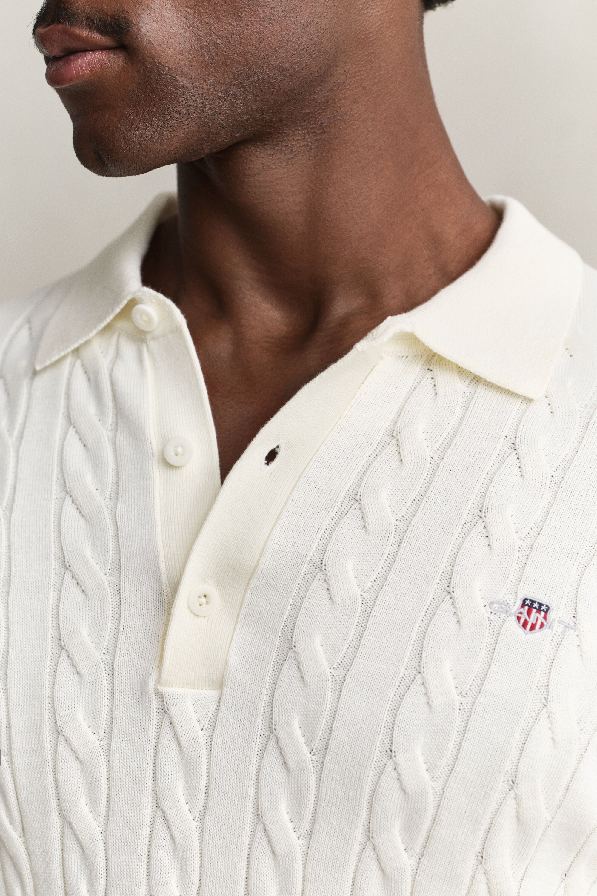 Zopfstrick Polopullover aus Baumwolle