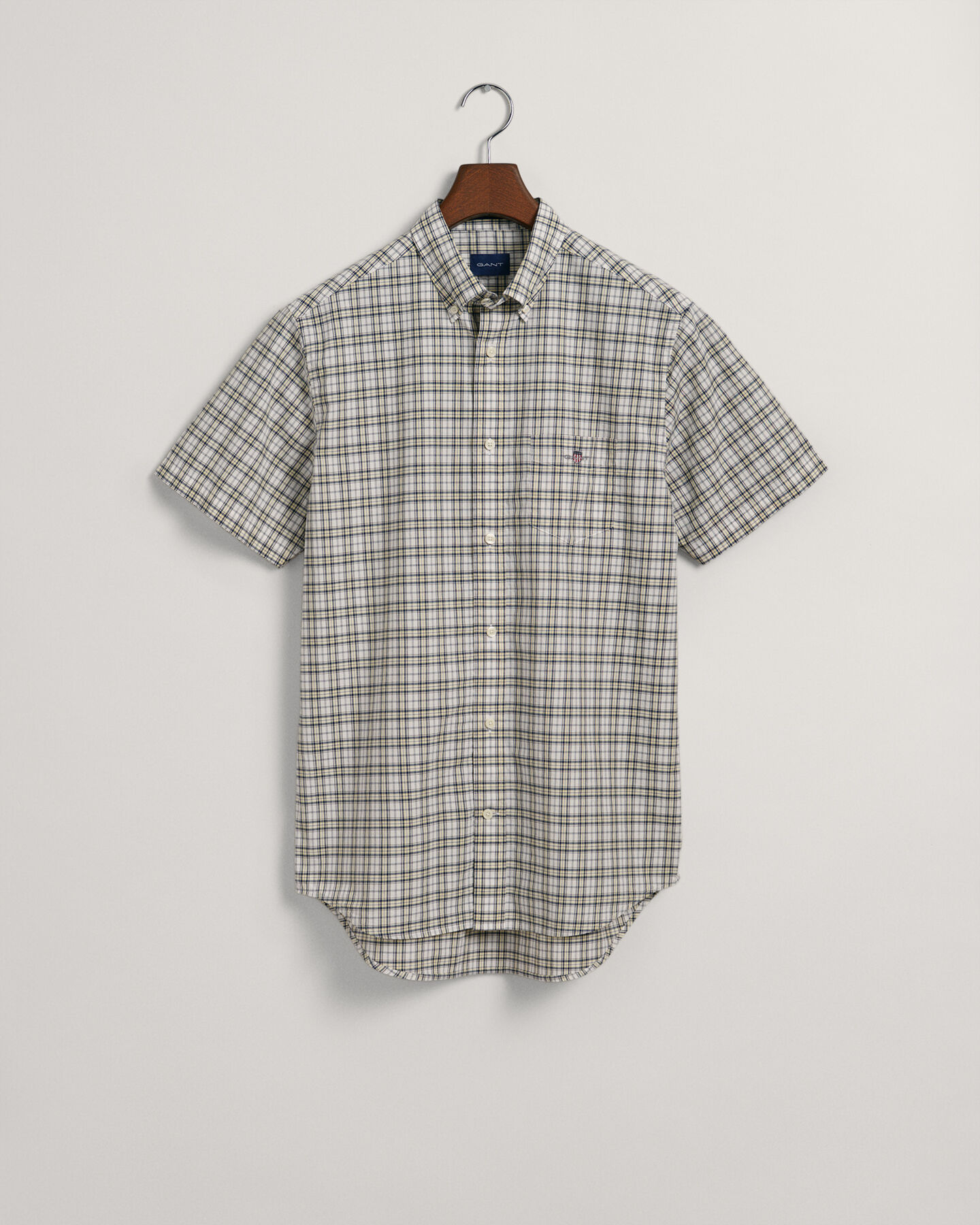 Regular Fit Popeline Kurzarmhemd mit Mini-Karomuster