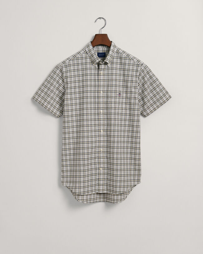 Regular Fit Popeline Kurzarmhemd mit Mini-Karomuster