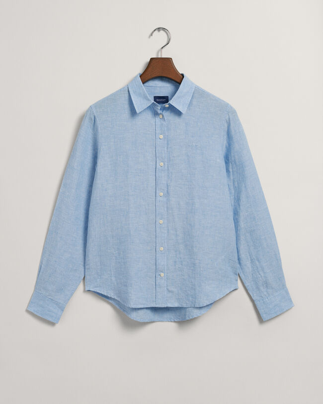 Regular Fit Leinen Chambray Bluse