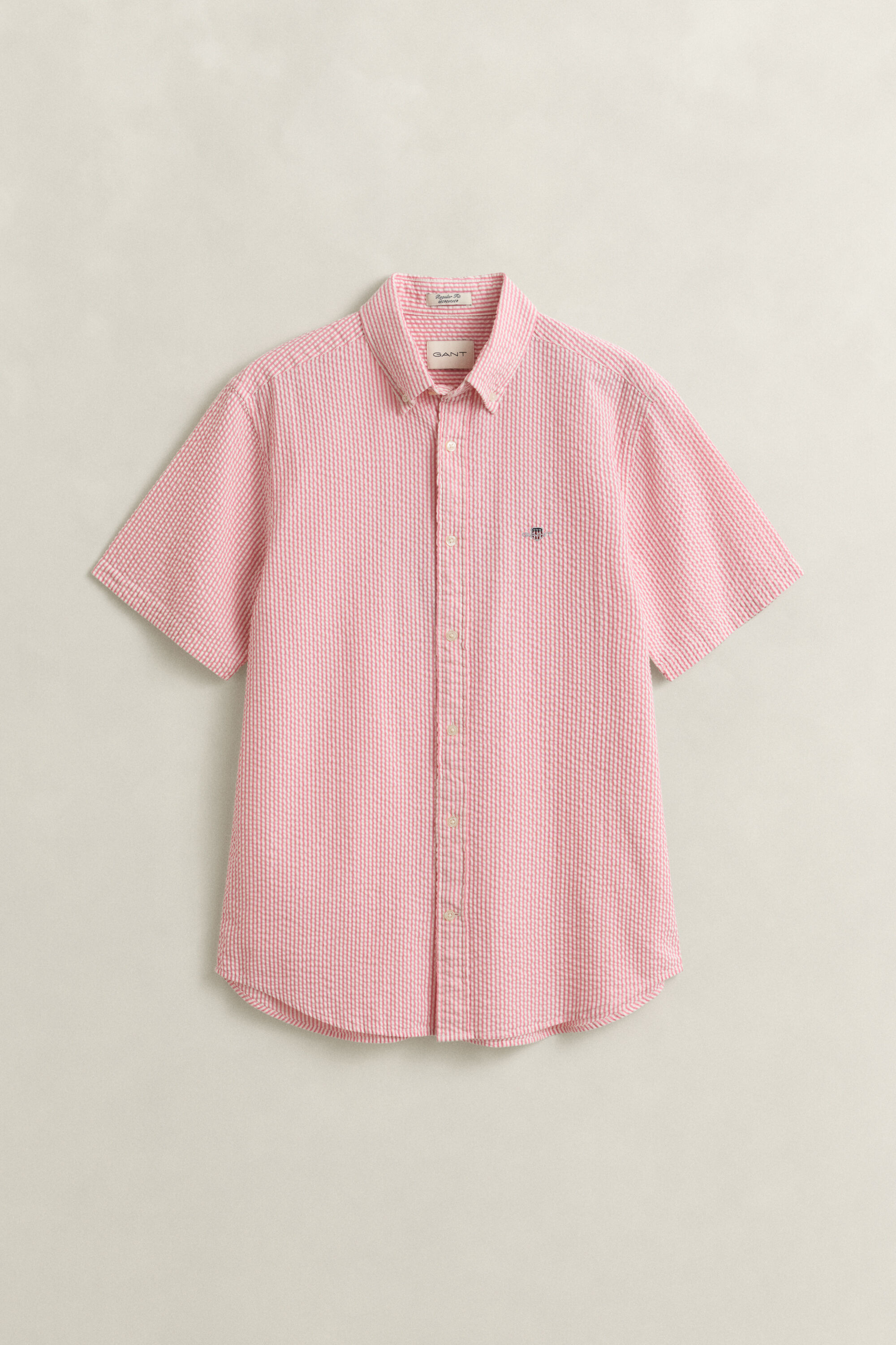 Kurzärmliges Seersucker-Hemd mit Streifen