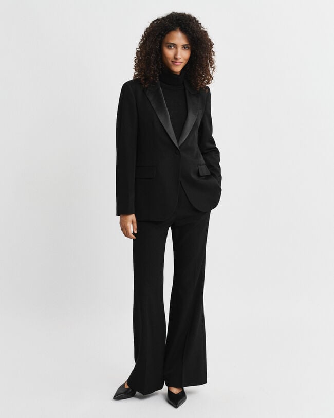 Regular Fit Tuxedo Blazer aus Wollmischung