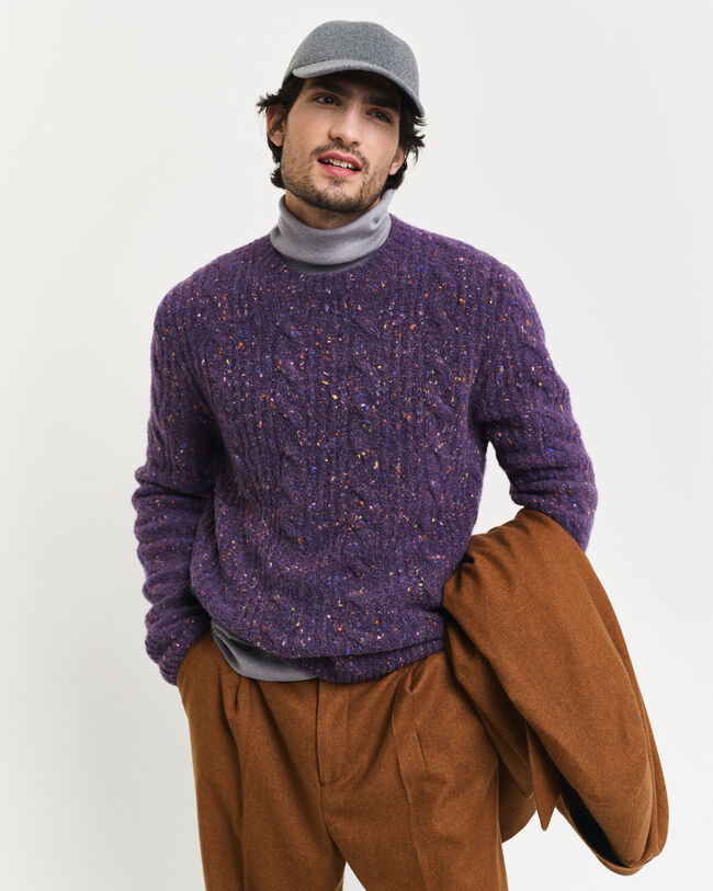 Bouclé Zopfstrick Pullover
