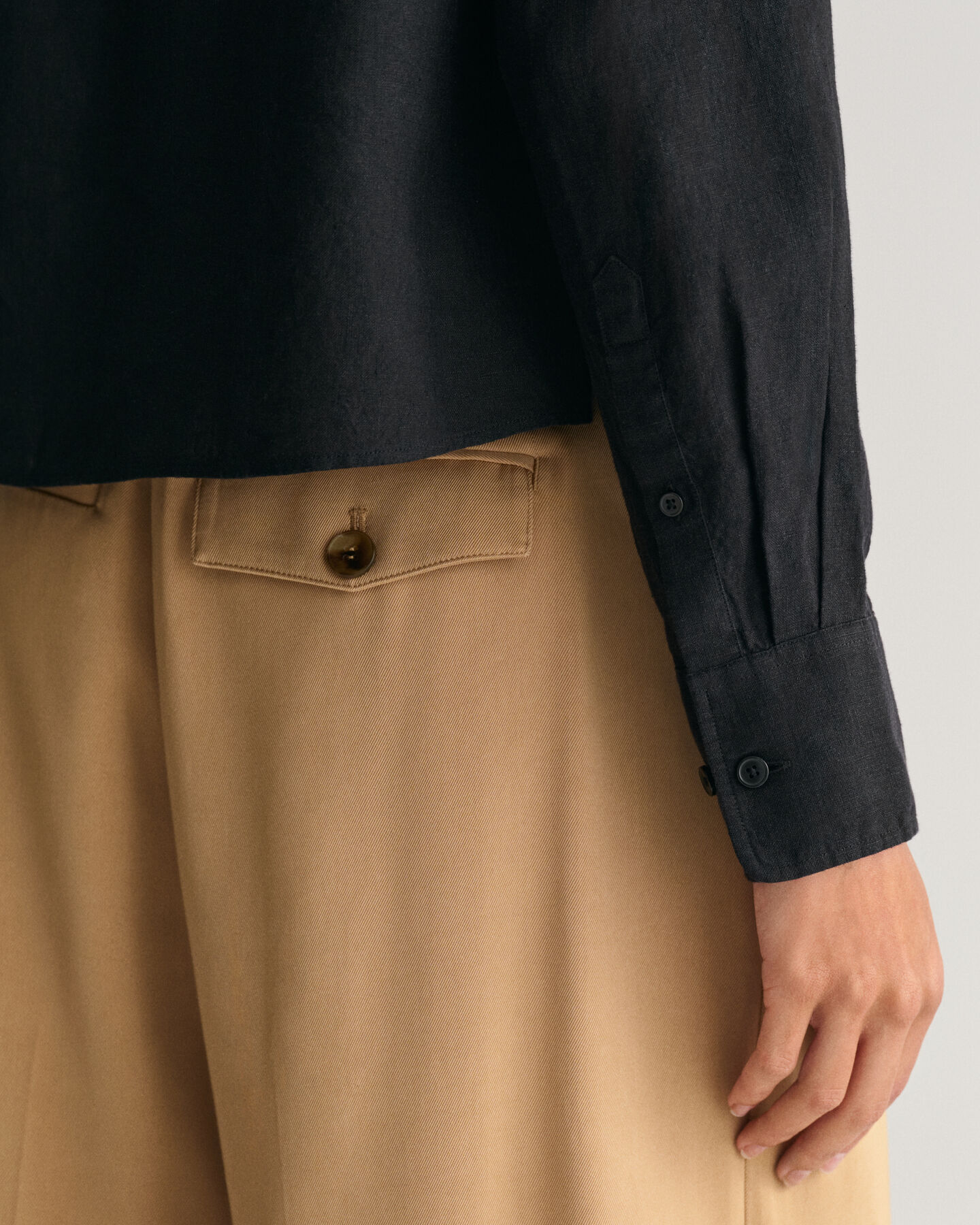 Verk&uuml;rzte Relaxed Fit Leinen Bluse