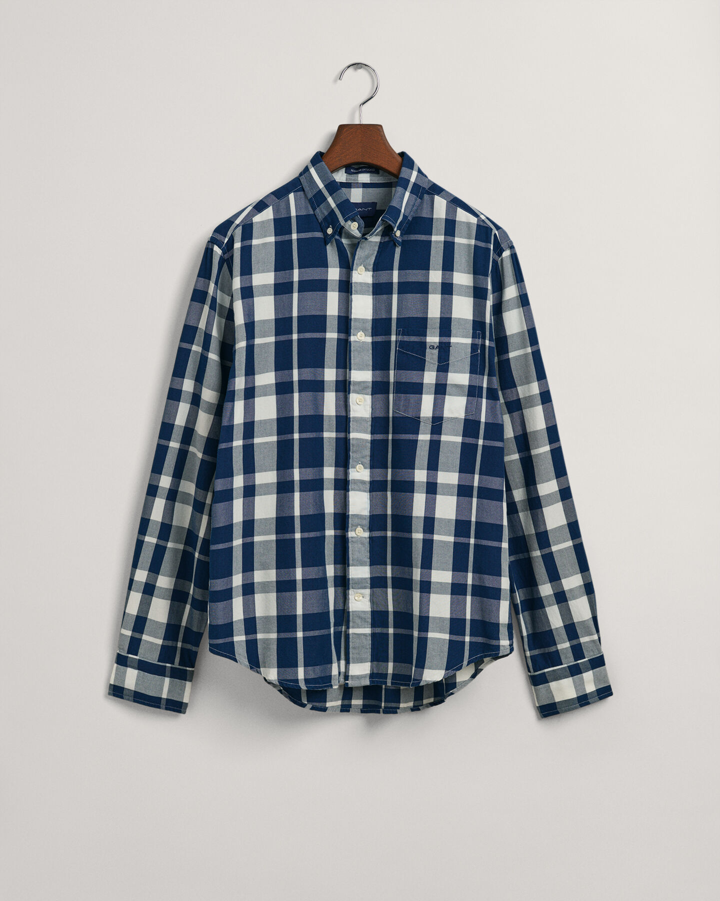 Regular Fit Indigo Tartan Hemd aus Twill