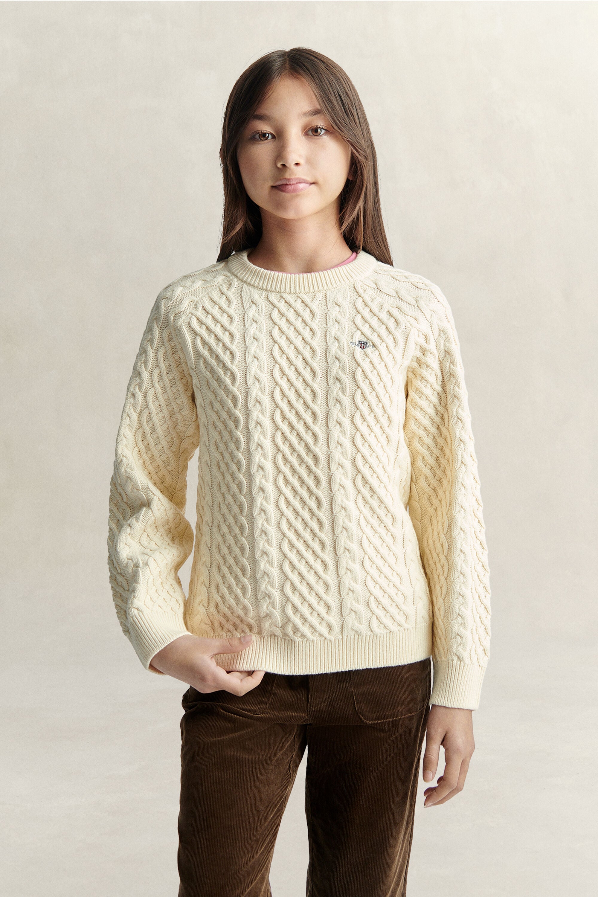 Teen Girls Pullover mit Zopfmuster