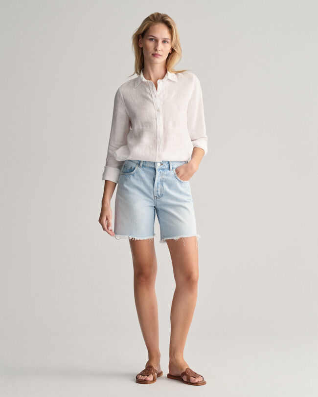 Regular Fit Leinen Chambray Bluse