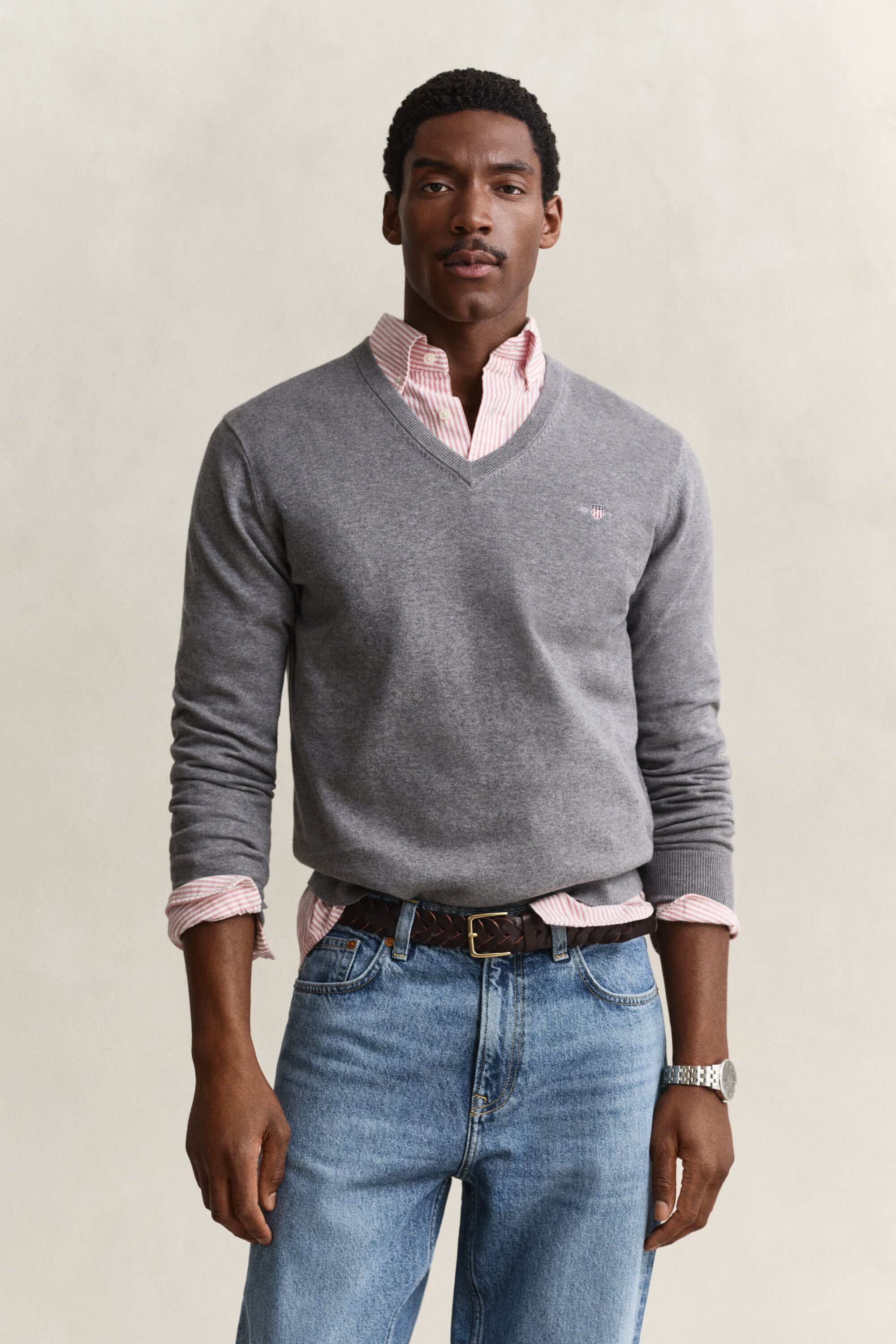 Klassischer V-Neck Pullover aus Baumwolle