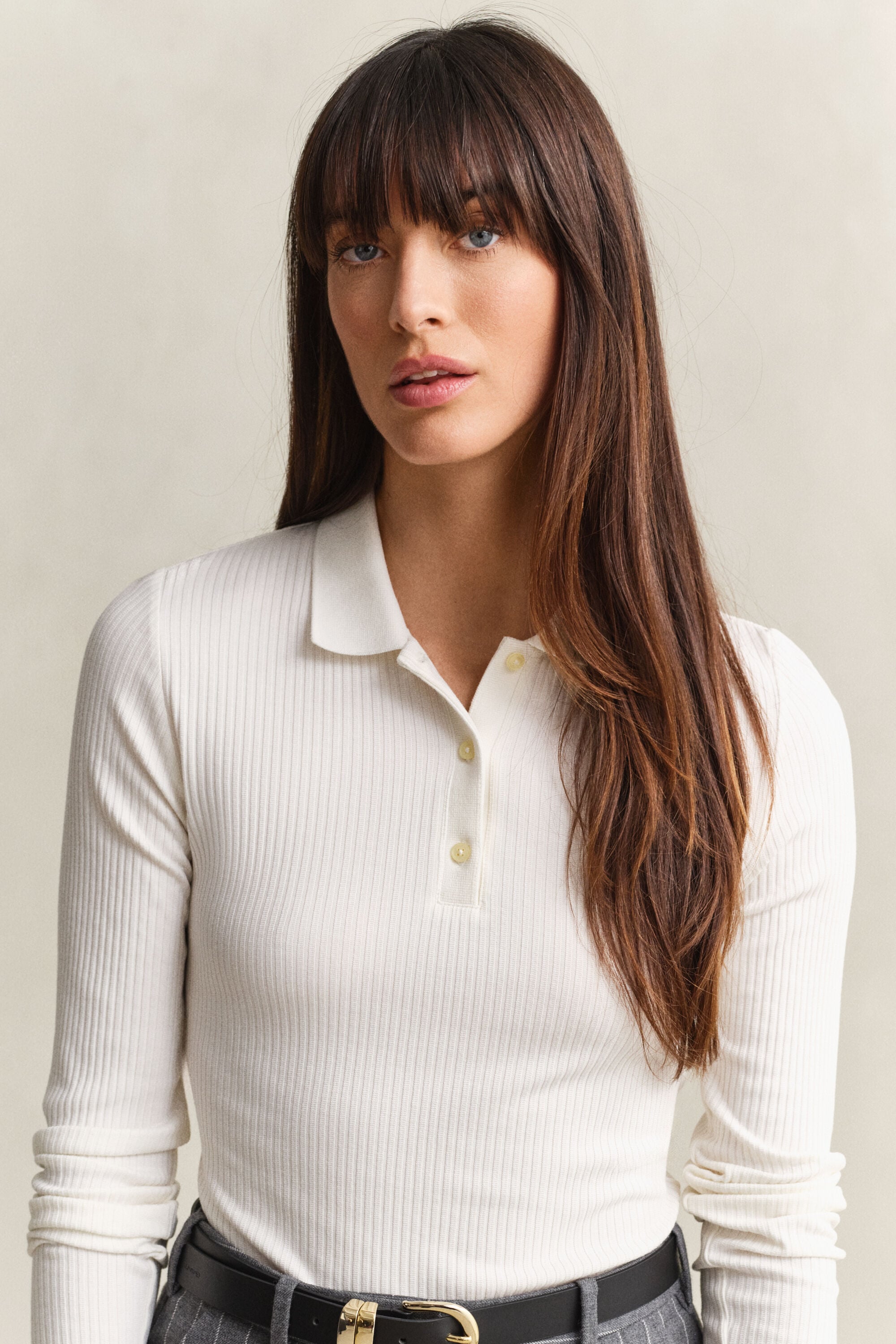 Geripptes Slim Fit Poloshirt