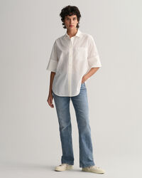 Relaxed Fit Baumwoll Seiden Kurzarmbluse