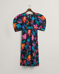 Kleid mit Blumen-Print und Ballon&auml;rmeln