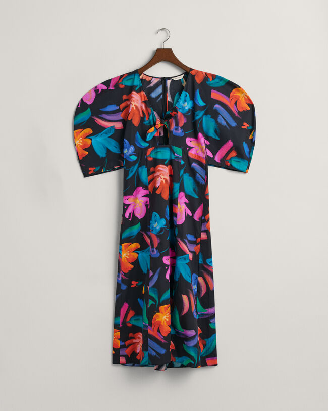 Kleid mit Blumen-Print und Ballon&auml;rmeln