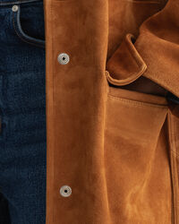 Veloursledermantel mit Gürtel