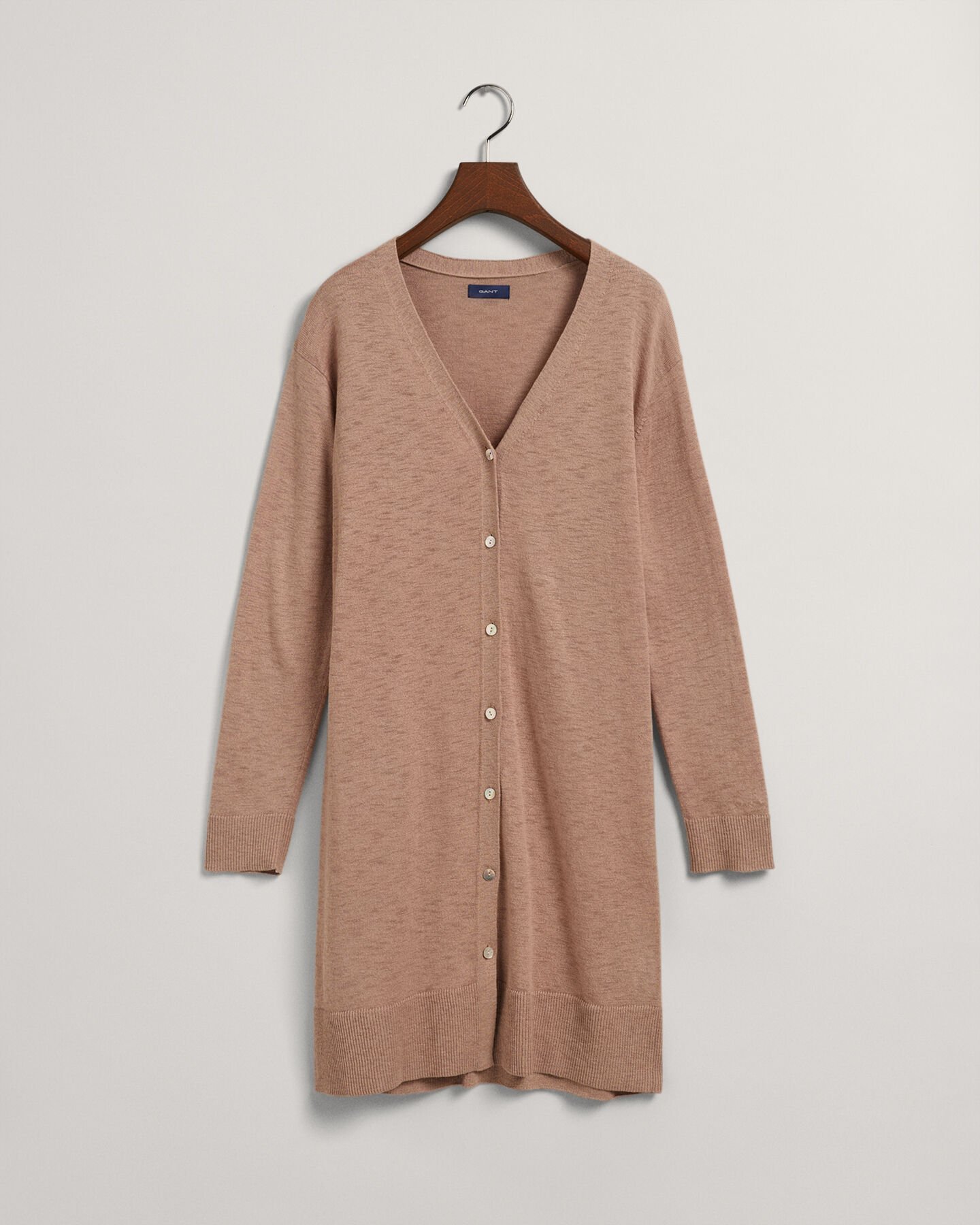 V-Neck Strickjacke aus Leinenmischgewebe