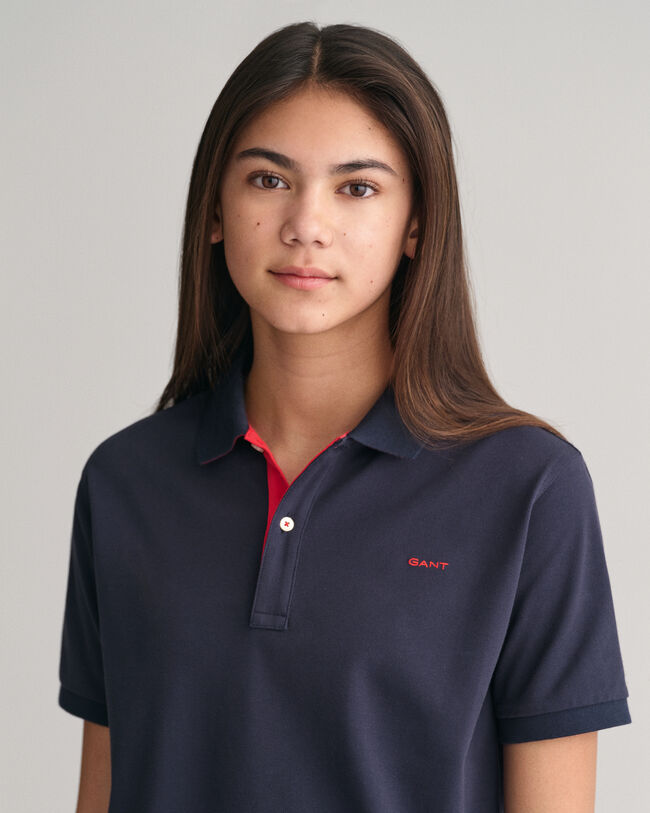 Teens Kontrast Piqu&eacute; Poloshirt
