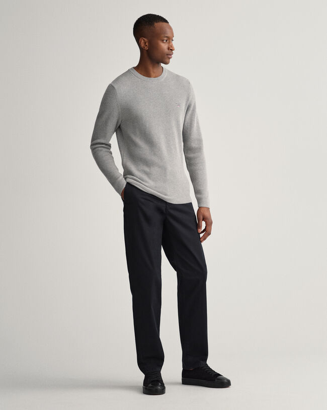 Rundhalspullover mit gerippter Struktur