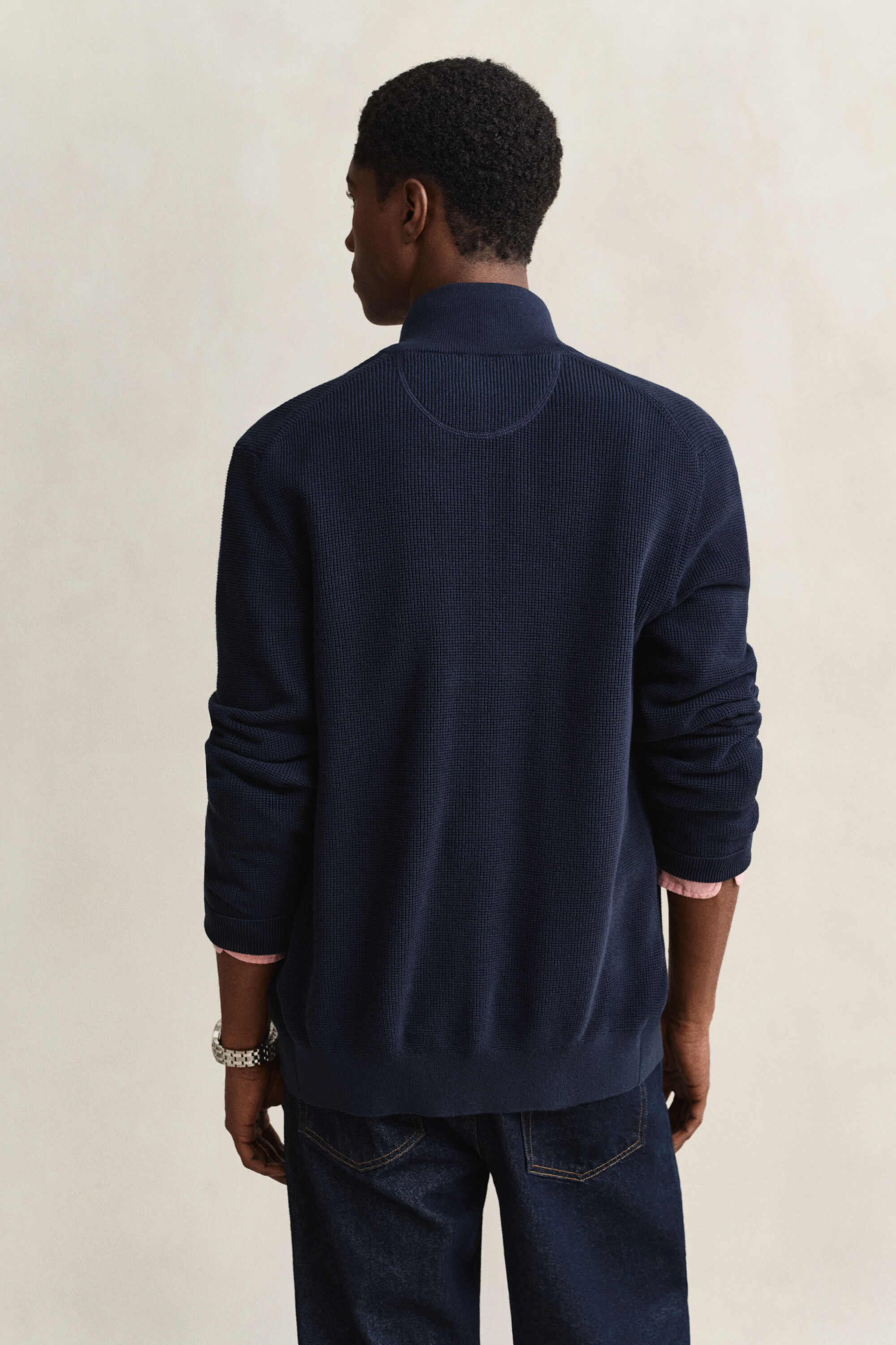 Strickjacke aus strukturierter Baumwolle mit Reißverschluss
