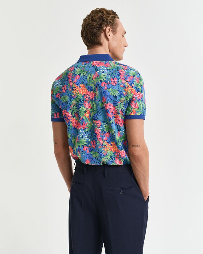 Mehrfarbiges Tropical Print Poloshirt