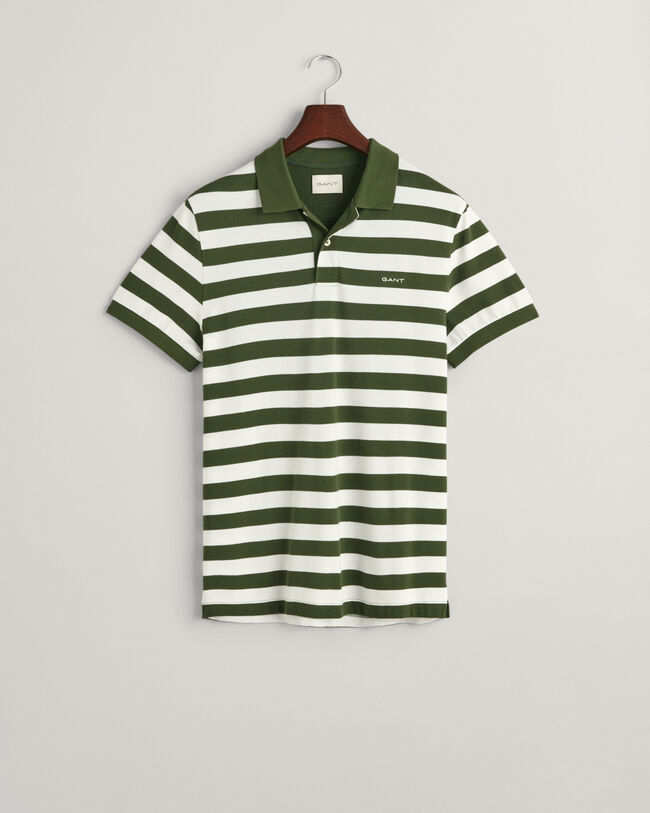 Piqu&eacute; Poloshirt mit breiten Streifen