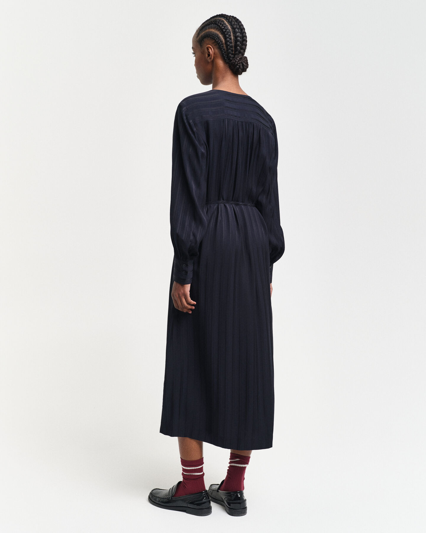 Hemdblusenkleid mit Satinstreifen