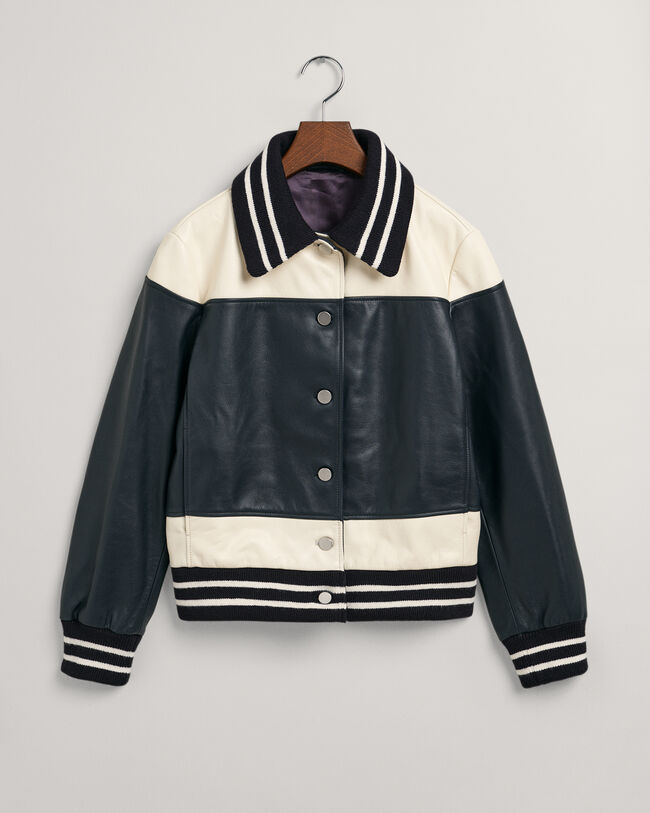 Lederjacke im Blockfarbendesign