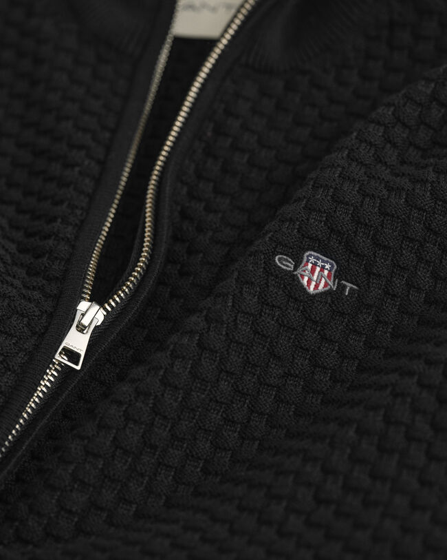 Strickjacke aus strukturierter Baumwolle mit Rei&szlig;verschluss