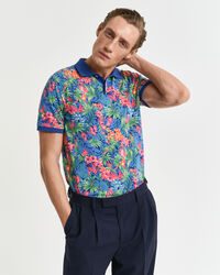 Mehrfarbiges Tropical Print Poloshirt