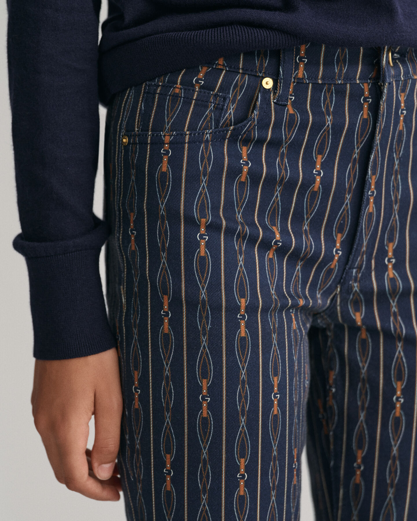 Verk&uuml;rzte Rope Striped Jeans