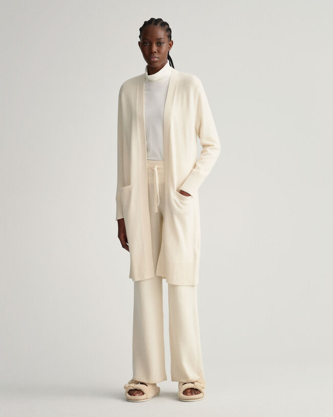 Lange Wollstrickjacke