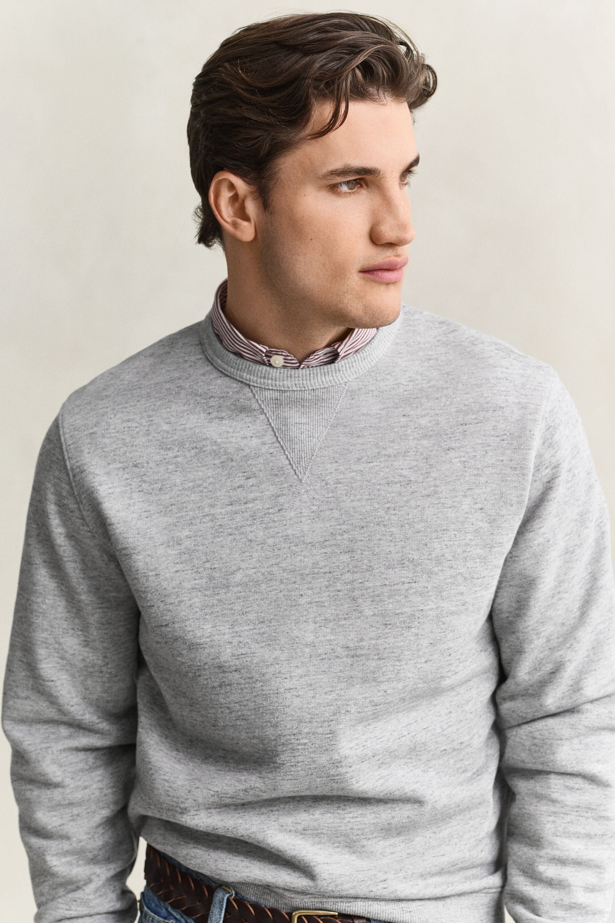 Meliertes Rundhals-Sweatshirt