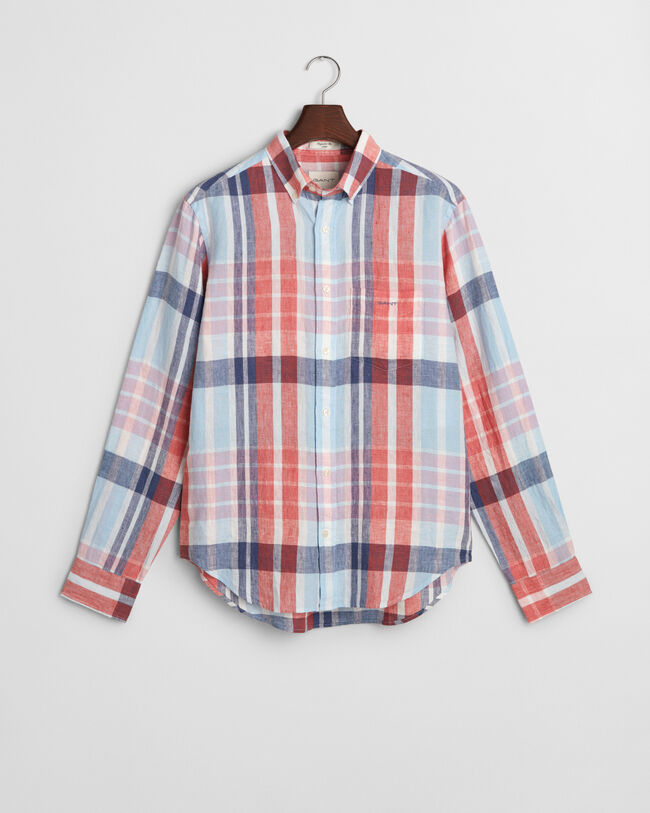 Regular Fit Madras Leinen Hemd
