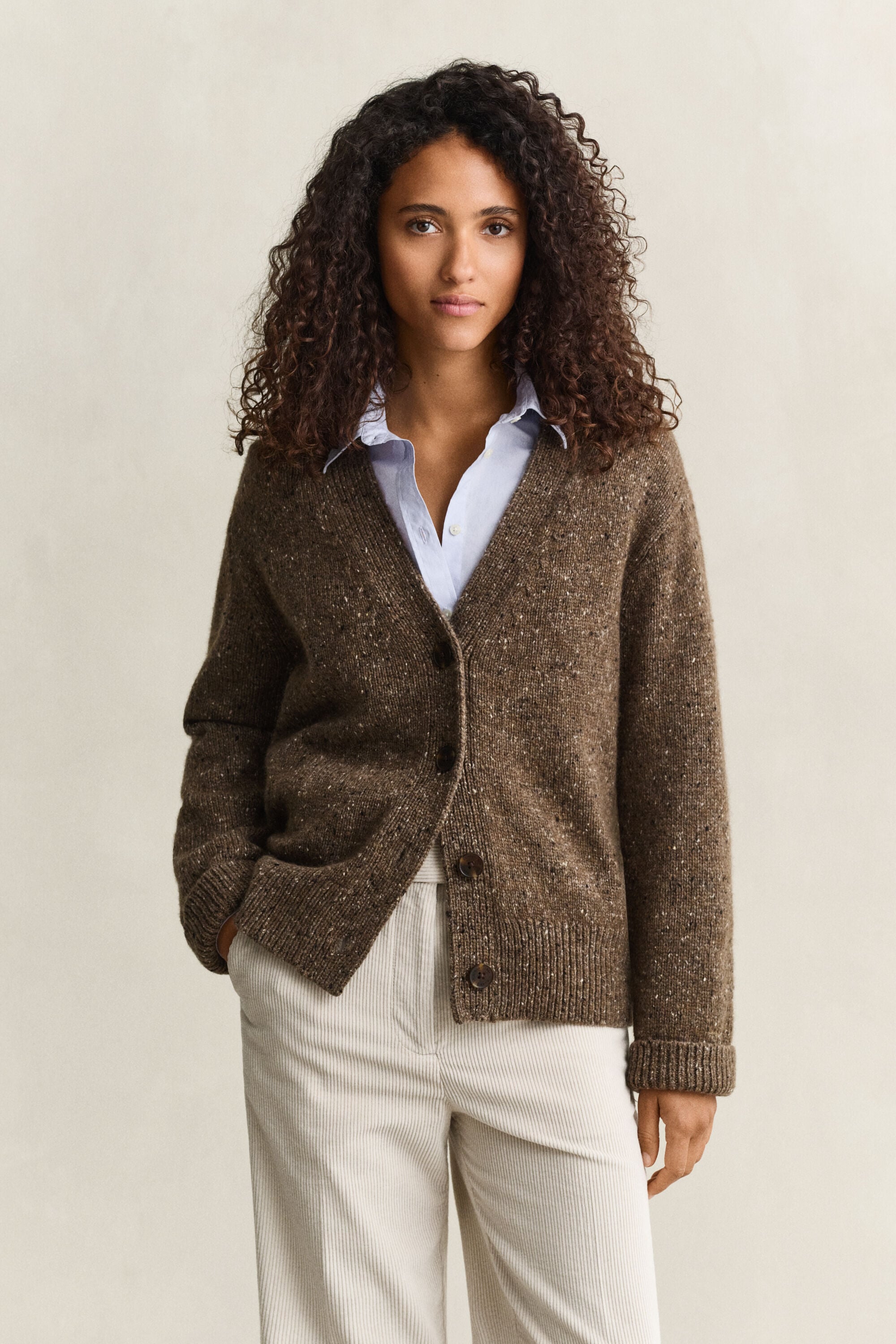 Strickjacke aus Wollmix mit Noppenstruktur