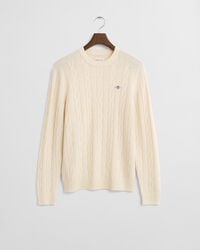 Lambswool Zopfstrick Rundhalspullover