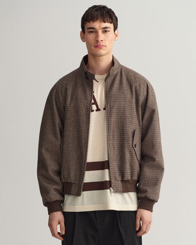 Karierte Harrington Jacke aus Wolle