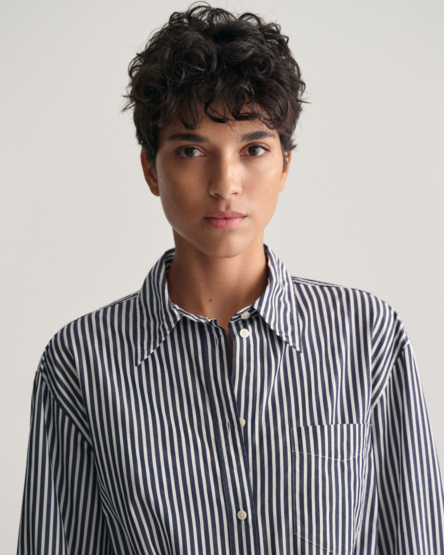 Popeline Hemdblusenkleid mit Streifen