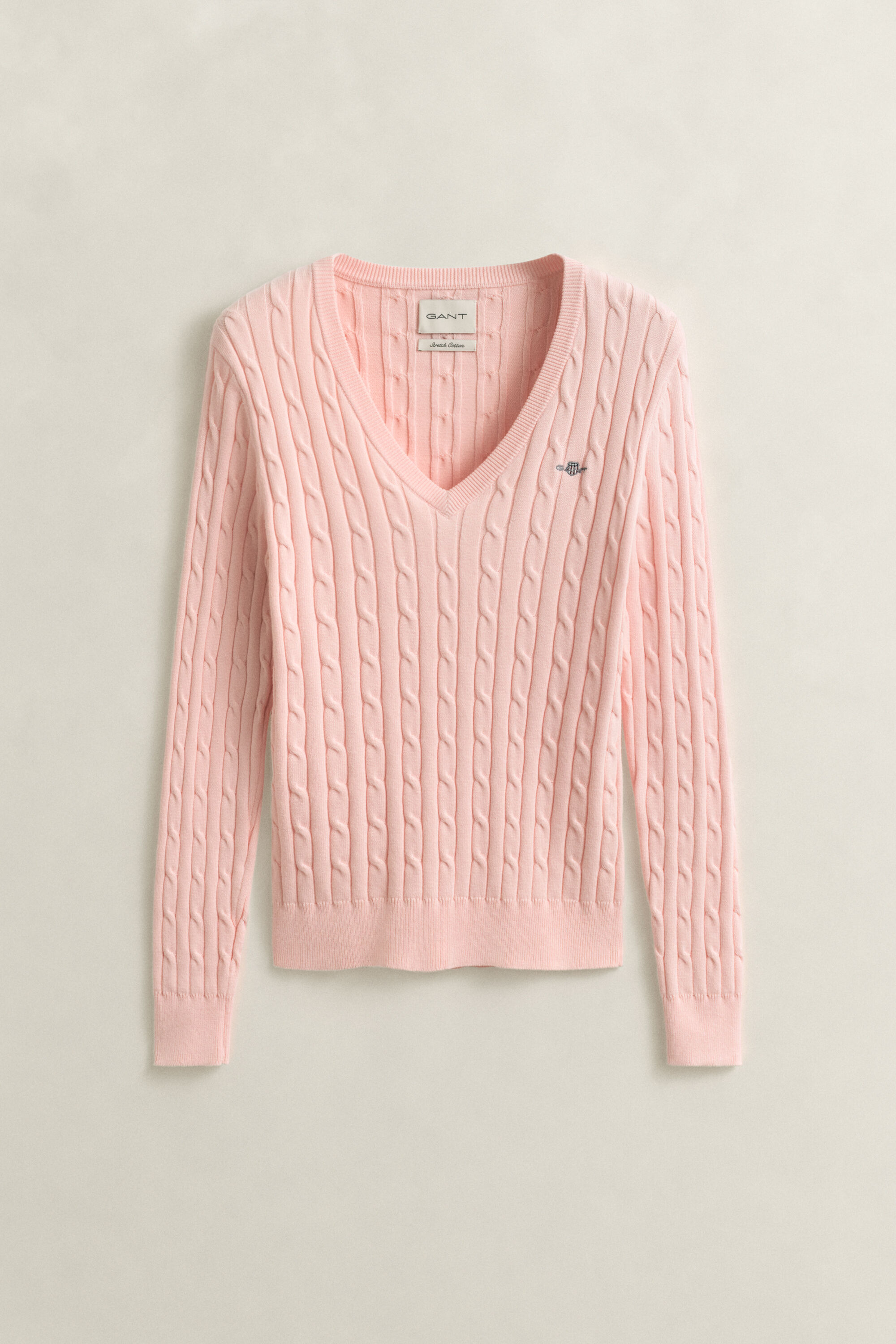 V-Neck Pullover mit Zopfmuster