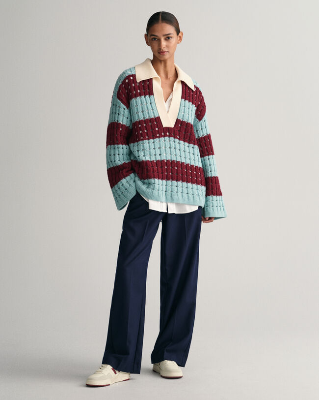 Oversized Barstripe Strick-Rugger